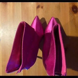 Pink Satin Justfabulous Heeled Ankle Boots,size 9.